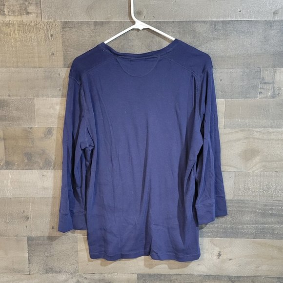 Lauren Jeans Co. by Ralph Lauren Button Front Henley in Navy Blue - Size XL - Picture 3 of 6